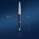 Waterman Carène pluma estilográfica | Metalizada y lacada en azul | Capuchón labrado | Plumín mediano de 18 K | Tinta azul | Estuche de regalo