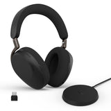 Jabra Evolve3 85 Auriculares Over-Ear Bluetooth Inalámbricos con Micrófono y Base Carga para Trabajo, USB-C, IA Llamadas, ANC Adaptativa, 25h Batería, para Apps de Reunión, Negro