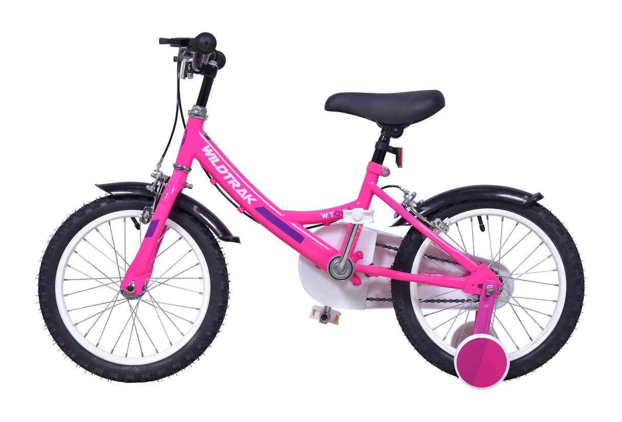 Wildtrak - Bicicleta 16 pulgadas para niñas de 3 a 7 años con ruedines con ruedines - Rosa