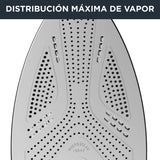 Rowenta Compact Steam Pro DG7623 Centro de planchado, 6.3 bares de presión, golpe de vapor de 325 g/minuto, suela antiarañazos deslizante, sistema eco, Color Azul/Negro