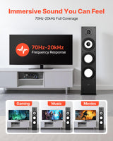 VEVOR Altavoz de Suelo de 2 Vías, con Tweeter de 2,54 cm y Woofer de 16,51 cm, Potencia Máxima de 200 W, Respuesta de Frecuencia de 70 Hz a 20 kHz, Carcasa Robusta de MDF, para Audio Doméstico