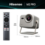 Hisense M2 Pro - Mini Proyector Laser Trichroma UHD 4K Smart TV, de 65" a 200", 1300 Lumen, Dolby Vision, Zoom Óptico, Autoenfoque, Protección Ocular, Auto-Corrección Trapezoidal