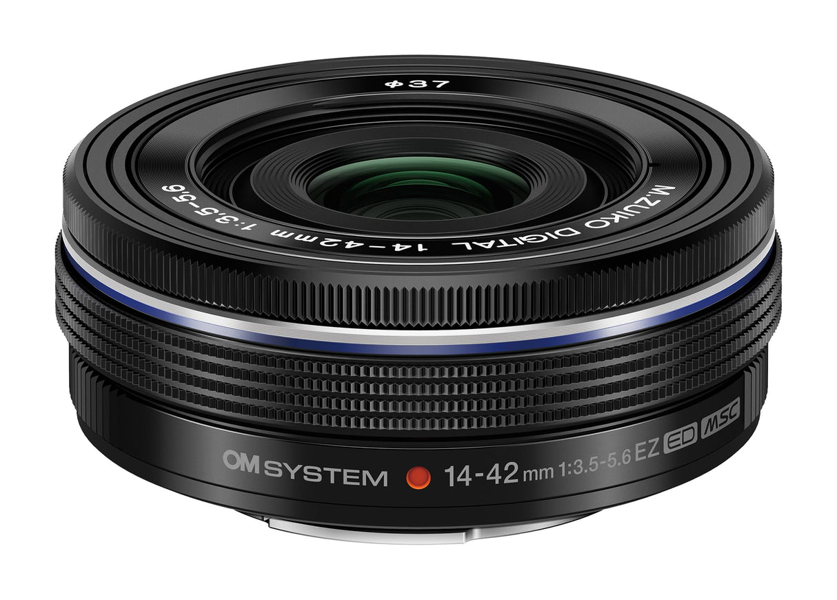 OM SYSTEM Objetivo M.Zuiko Digital 14-42 mm F3.5-5.6 EZ, Zoom estándar, Adecuado para Todas Las cámaras MFT (Modelos Olympus OM-D & Pen, Serie G de Panasonic), Negro