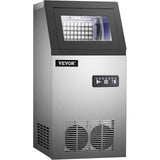 SucceBuy Máquina para Hacer Hielo de Acero Inoxidable de Calidad Alimentaria, Trituradora de Máquina de Hielo Comercial, 280W, 68kg/24 horas, Panel de Control LCD Inteligente