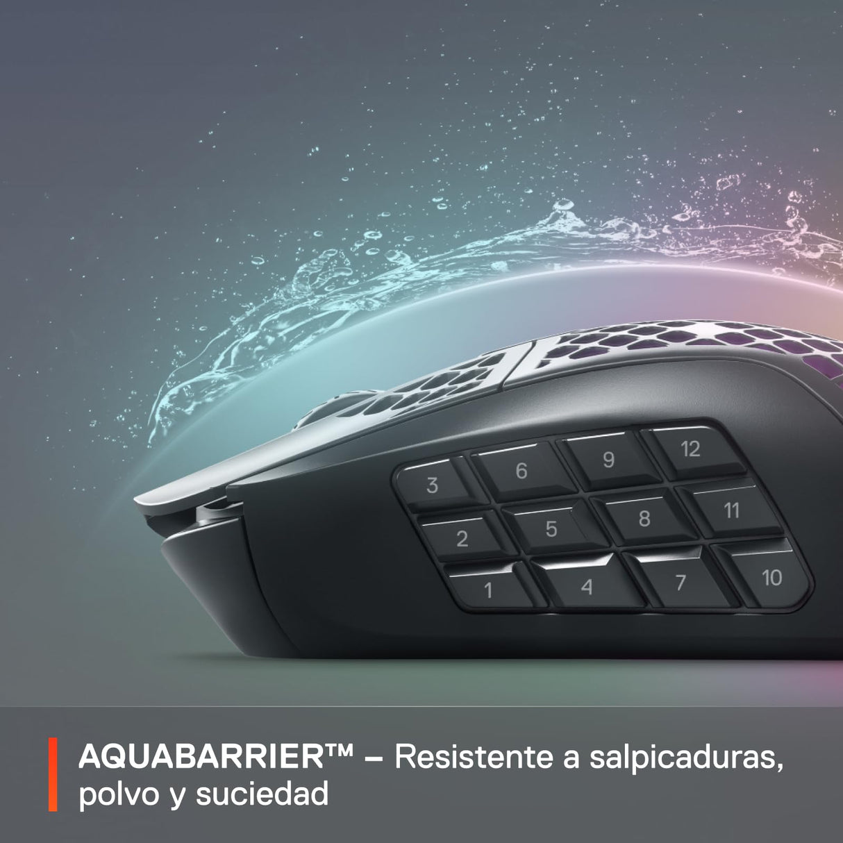 SteelSeries Aerox 9 Wireless - Ratón gaming RGB - Ultraligero resiste al agua - 18 botones - Bluetooth/2,4 GHz - Sensor TrueMove Air 18K DPI
