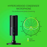 Razer Seiren Emote - Micrófono de condensador USB para transmisión, Micrófono para Streaming (Compacto con amortiguador, patrón de grabación supercardioide, LED Chroma) Negro