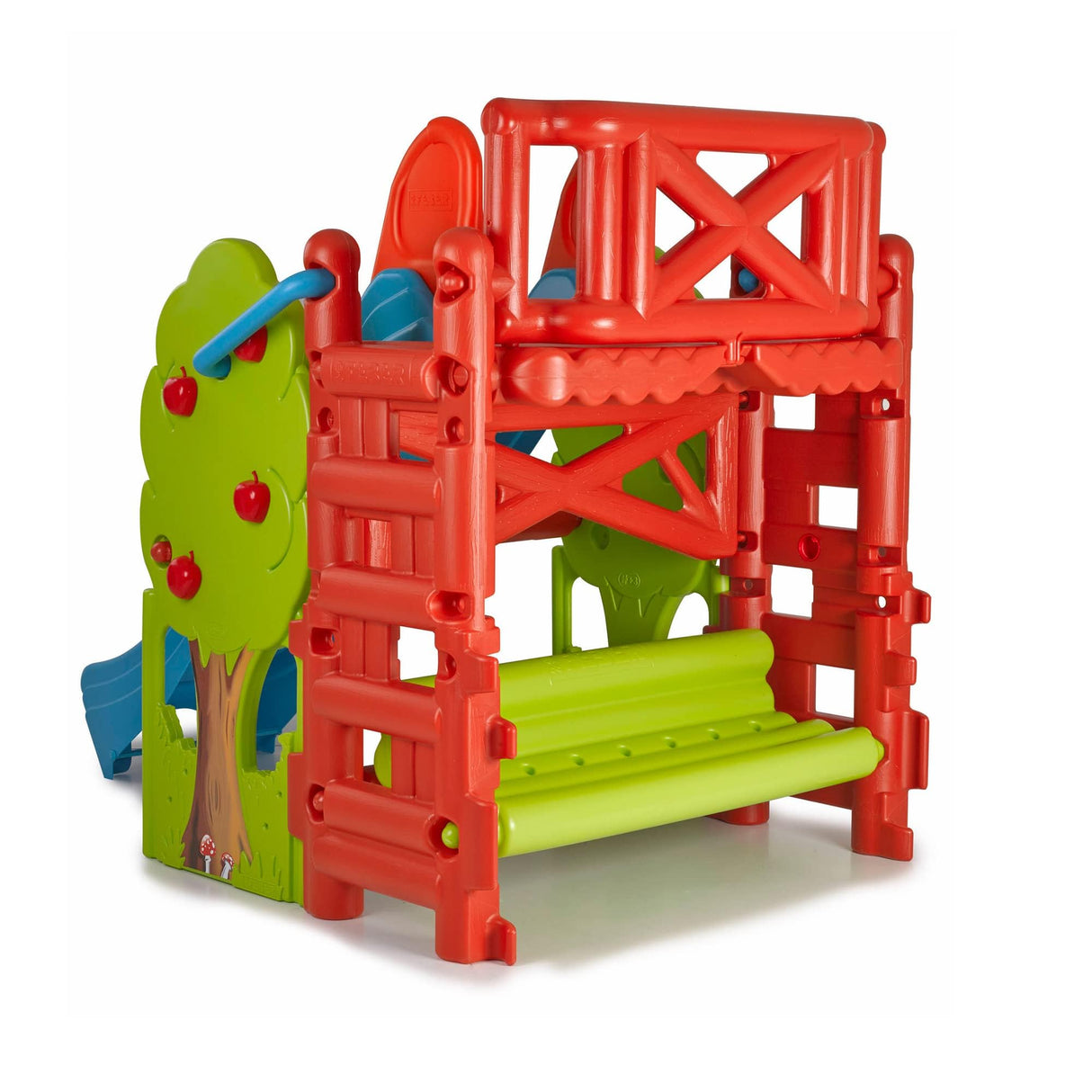 FEBER - Wood House, Centro de Actividades en el Bosque con Tobogán y Mesa Convertible en Arenero, Colores Luminosos y Resistentes a la Luz, Fácil Montaje, Niños de 3 a 8 años, Famosa (800009590)