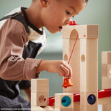 HABA 1136 Ball Track – Large Basic Pack- Large Construction Set with 42 Beechwood Pieces. Includes 6 Glass Marbles and a Little Bell. For Ages 4 and Up (Made in Germany)
