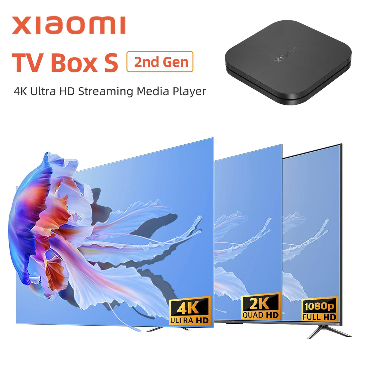 TIPOW 𝐍𝐮𝐞𝐯𝐨 Mi TV Box S (2nd Gen), 4K Ultra HD Streaming Media Player, 2GB RAM 8GB ROM Smart TV Box ROM con Mando a Distancia IR, Dolby Vision，HDR10+,DTS-HD,Proyección inalámbrica