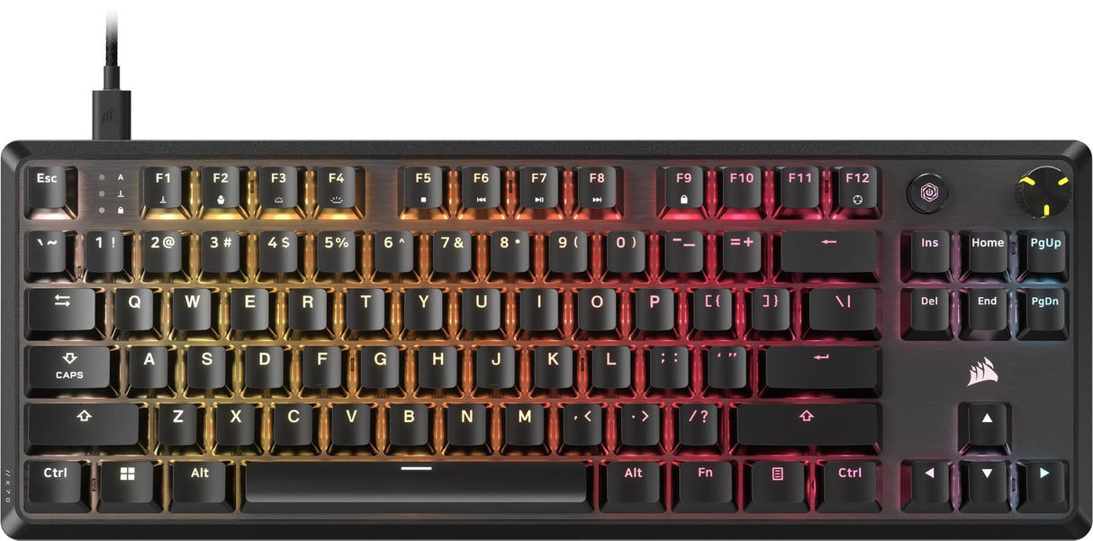 Corsair K70 Core TKL RGB Tenkeyless Teclado mecánico para Juegos – Interruptores lineales MLX Red v2 Pre-Lubricados - Doble Baja Silenciación de Ruido – Teclas de Doble Disparo ABS – QWERTY NA