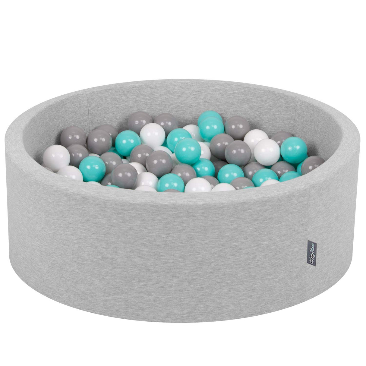 KiddyMoon 90X30cm/200 Bolas ∅ 7Cm Piscina De Bolas para Ninos Hecha En La UE, Gris Clr:Blanco/Gris/Turquesa Clr