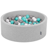 KiddyMoon 90X30cm/200 Bolas ∅ 7Cm Piscina De Bolas para Ninos Hecha En La UE, Gris Clr:Blanco/Gris/Turquesa Clr