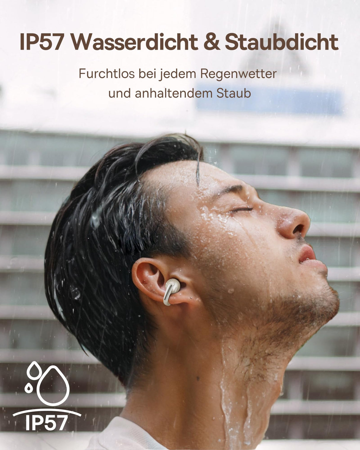 Baseus MC1 Blanc Auriculares Abiertos, Auriculares Bluetooth con Clip & 40H de Autonomía, Calidad de Sonido HiFi Bass Ai, Cómodos & Ligeros (5,2 g), Clip con Protección IP57 contra el Polvo & el Agua