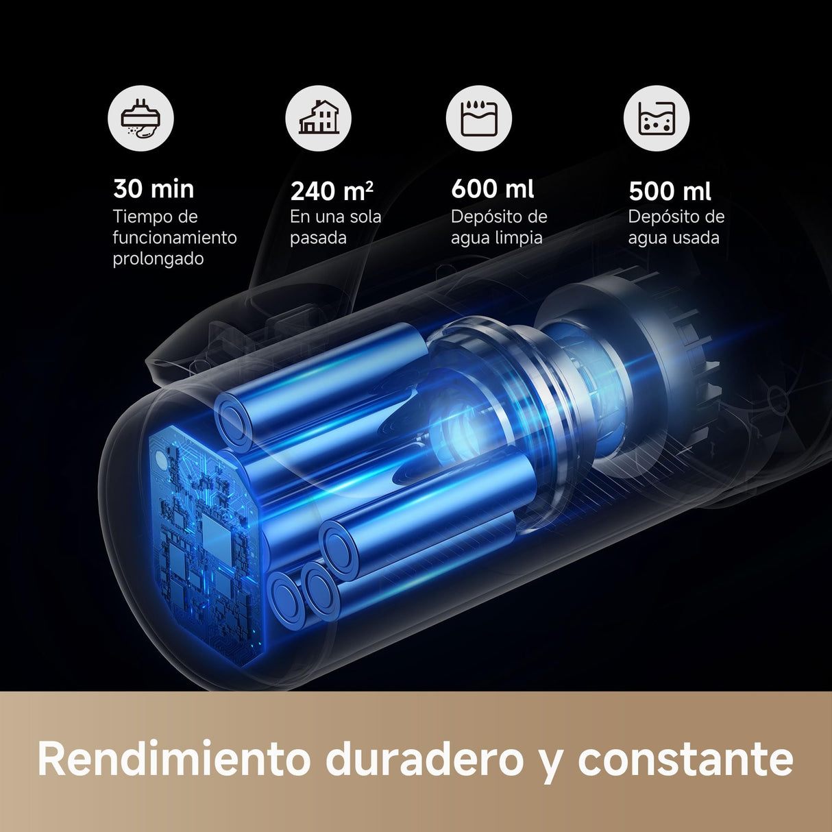 Mova K30 Aspiradores en Seco y Húmedo, Succión de 18000 Pa, Alcance Plano de 180 Grados, Limpieza de Borde a Borde, Secado con Aire Caliente, Autolimpieza con una Sola Pulsación, Diseño Ligero
