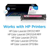 HP 125A CB543A, Magenta, Cartucho Tóner Original, de 1.400 páginas, para impresoras HP ColorLaserJet CP1215, CP1515, CP1518; CM1312 y CP151n