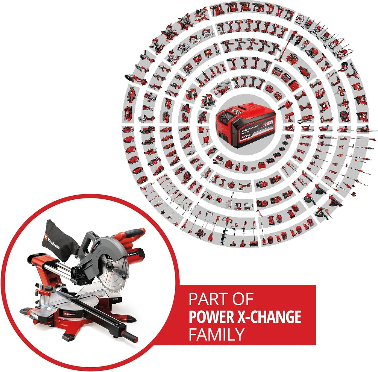 Einhell ‌Tronzadora-ingletadora con batería TE-SM 36/10 L Li-Solo Power X-Change (36V, hoja de sierra 254 mm, 3800 rpm, función de tracción suave, láser de línea de corte, sin batería)