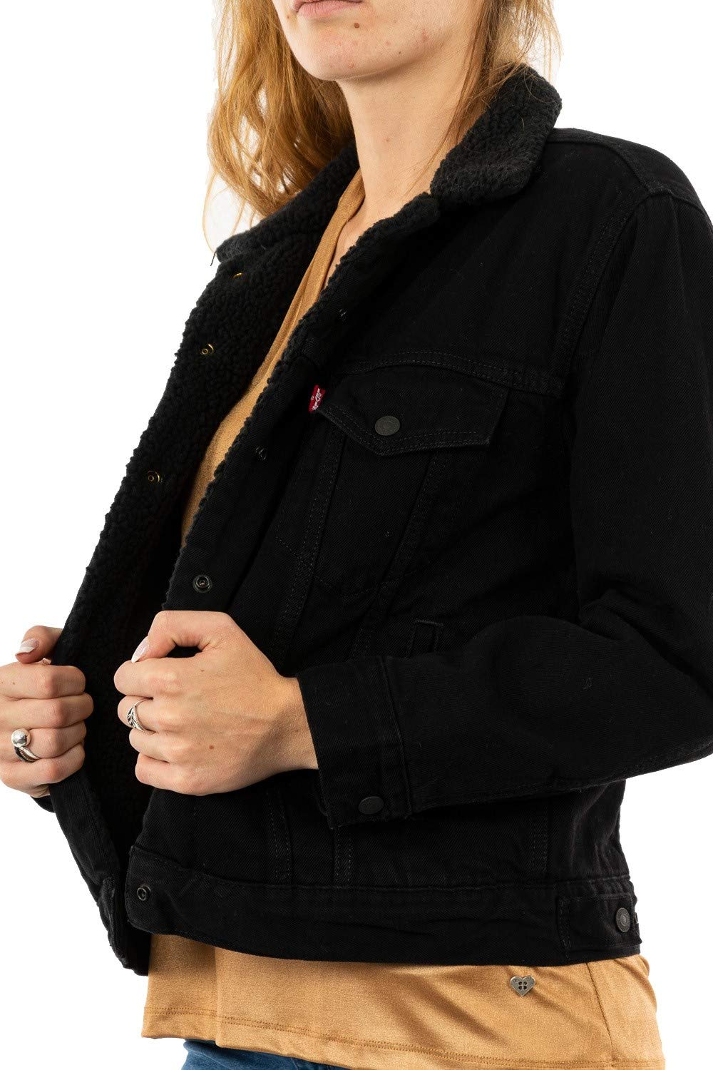 Levi's Ex-boyfriend Sherpa Trucker, Sherpa para Mujer, Forever Black, L