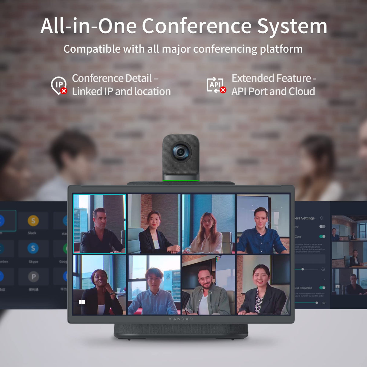 KanDao Meeting Ultra Sistema de conferencias Todo en uno, Pantalla táctil 1080P FHD de 15.6 Pulgadas, Captura Dual 4K 30FPS HDR, Equipo de conferencias 360, AI, Centro de