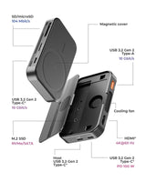 ICY BOX USB-C DockingStation M.2 SSD/NVMe & SATA Carcasa USB 3.2 (10 Gbps), sin Herramientas, HDMI 4K, Lector de Tarjetas, Power Delivery 100 W, Externo, Plug & Play, Negro, IB-DK4071M-CU31