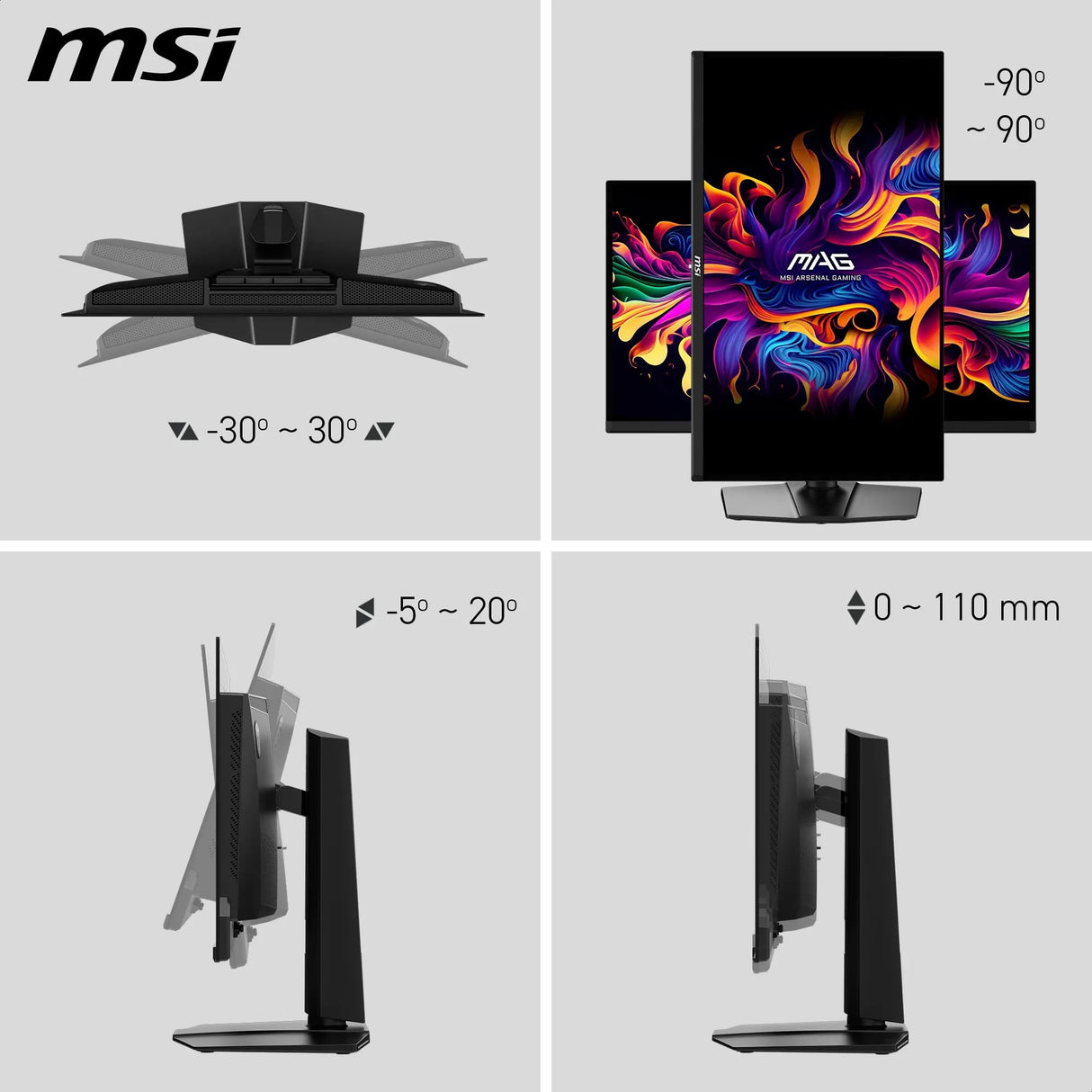 MSI mag 271QP QD-OLED X28 Monitor Gaming WQHD de 27 Pulgadas, Panel OLED Quantum Dot de 2560 x 1440, 280 Hz, 0,03 ms, DisplayHDR True Black 400, inclinación, Altura Ajustable,