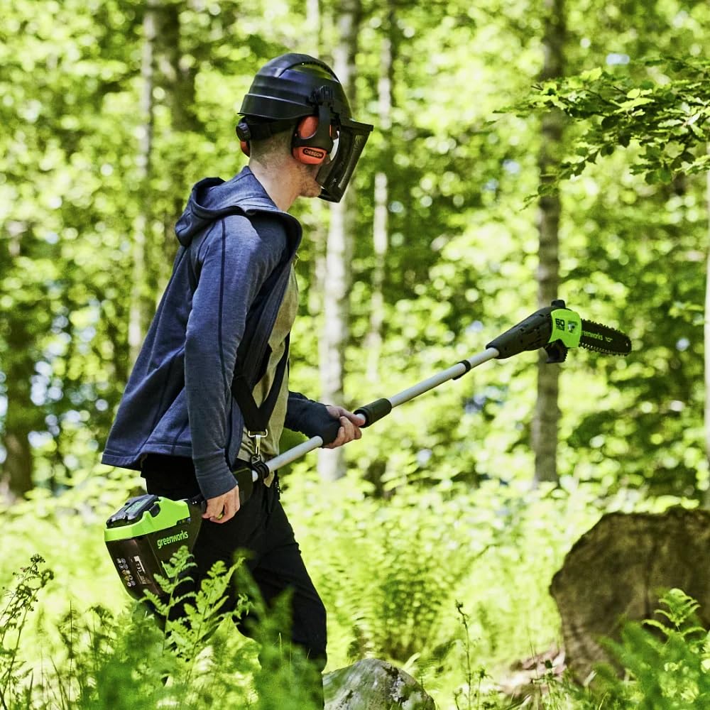 Greenworks 60V 25cm Sierra de palo inalámbrica, 2,81 m de longitud de acero, mini motosierra eléctrica Gen 2 con suministro automático de aceite, velocidad de cadena de 13 m/s, solo herramientas