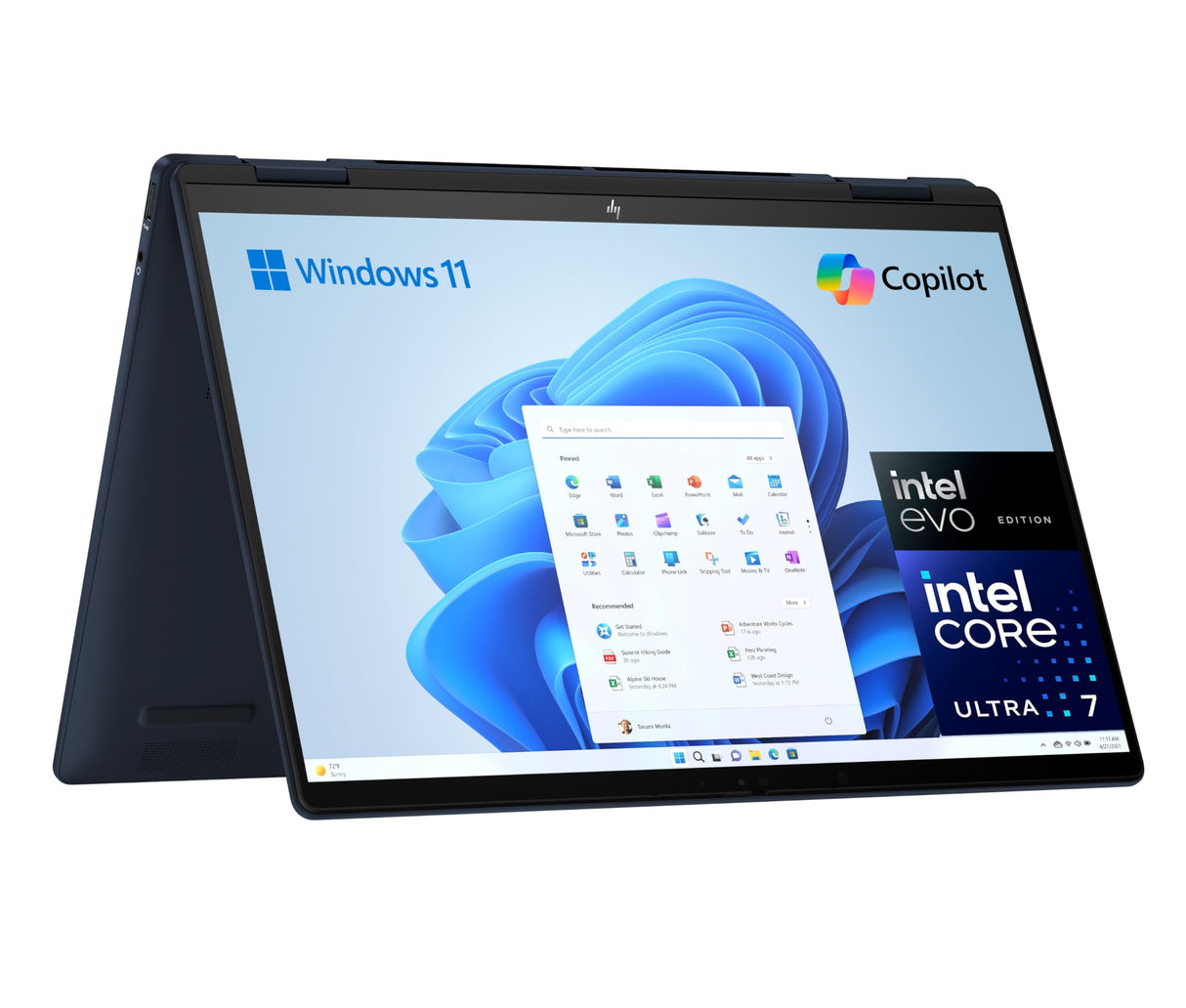 HP Envy x360 14-fc0006ns - Ordenador convertible de 14" OLED 2.8K 120 Hz (Intel Evo Core Ultra 7 155U, 32GB RAM, 1TB SSD, Intel Graphics, Windows 11) Azul - Teclado QWERTY Español