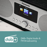Panasonic RF-D40EGK-K Radio de Internet y Dab+/FM con Bluetooth, 6 W, Altavoces de 7,5 cm, LCD a Color TFT de 2,4", Alarma y Temporizador de Apagado, Mando a Distancia, USB, Wi-Fi, Negro