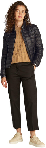 Tommy Hilfiger Cazadora acolchada Mujer Mock Neck ligera, Negro (Black), M