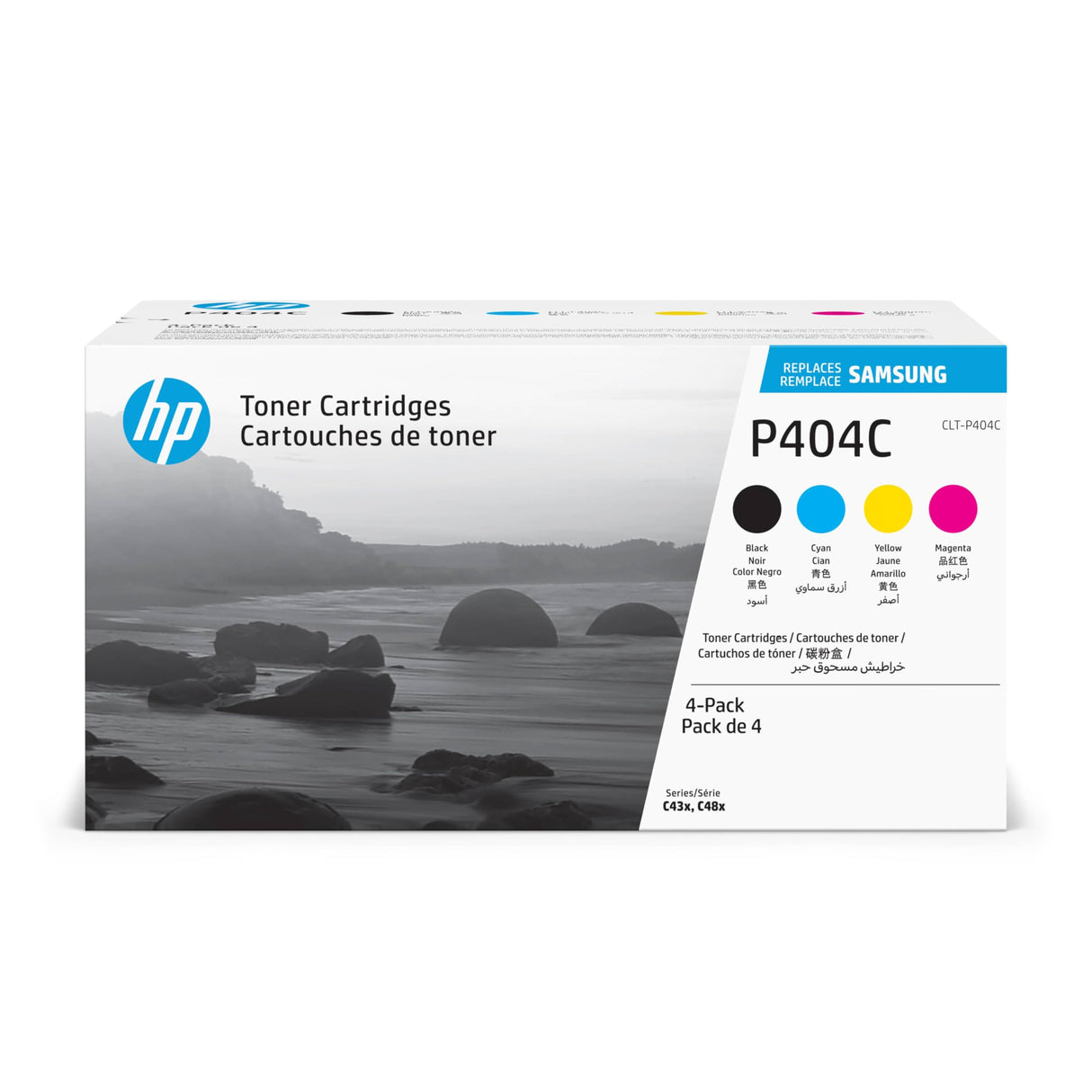 SAMSUNG CLT-P404C, SU365A - Cartuchos Tóner, de 4.500 Páginas, Compatible con Impresoras SAMSUNG Laserjet Xpress Color Serie C430, C432 y C433, Negro, Cian, Magenta y Amarillo, Pack de 4