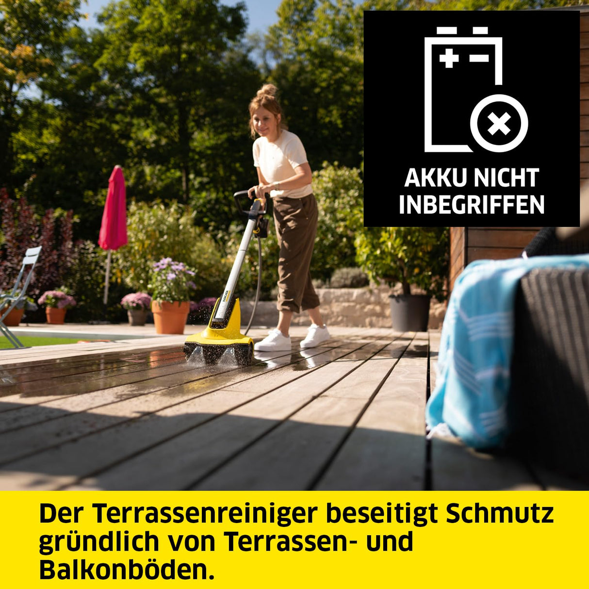 Kärcher Limpiadora de terrazas PCL 3-18 a batería 18 V, presión: 10 bar, consumo de agua a 4 bar: máx. 180 l/h, rendimiento: 20-40 m2, compatible con baterías 18 V de Kärcher, sin batería