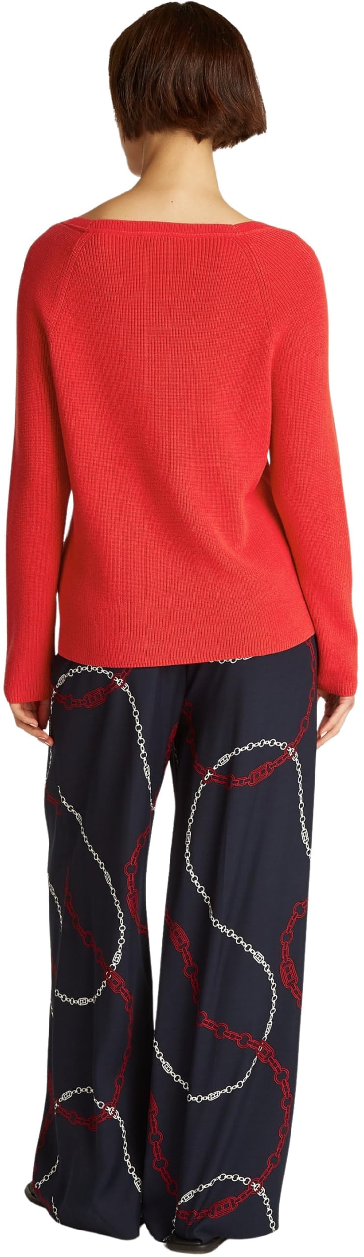 Tommy Hilfiger Jersey Mujer Cardi Fine con Cuello Barco, Rojo (Primary Red), M