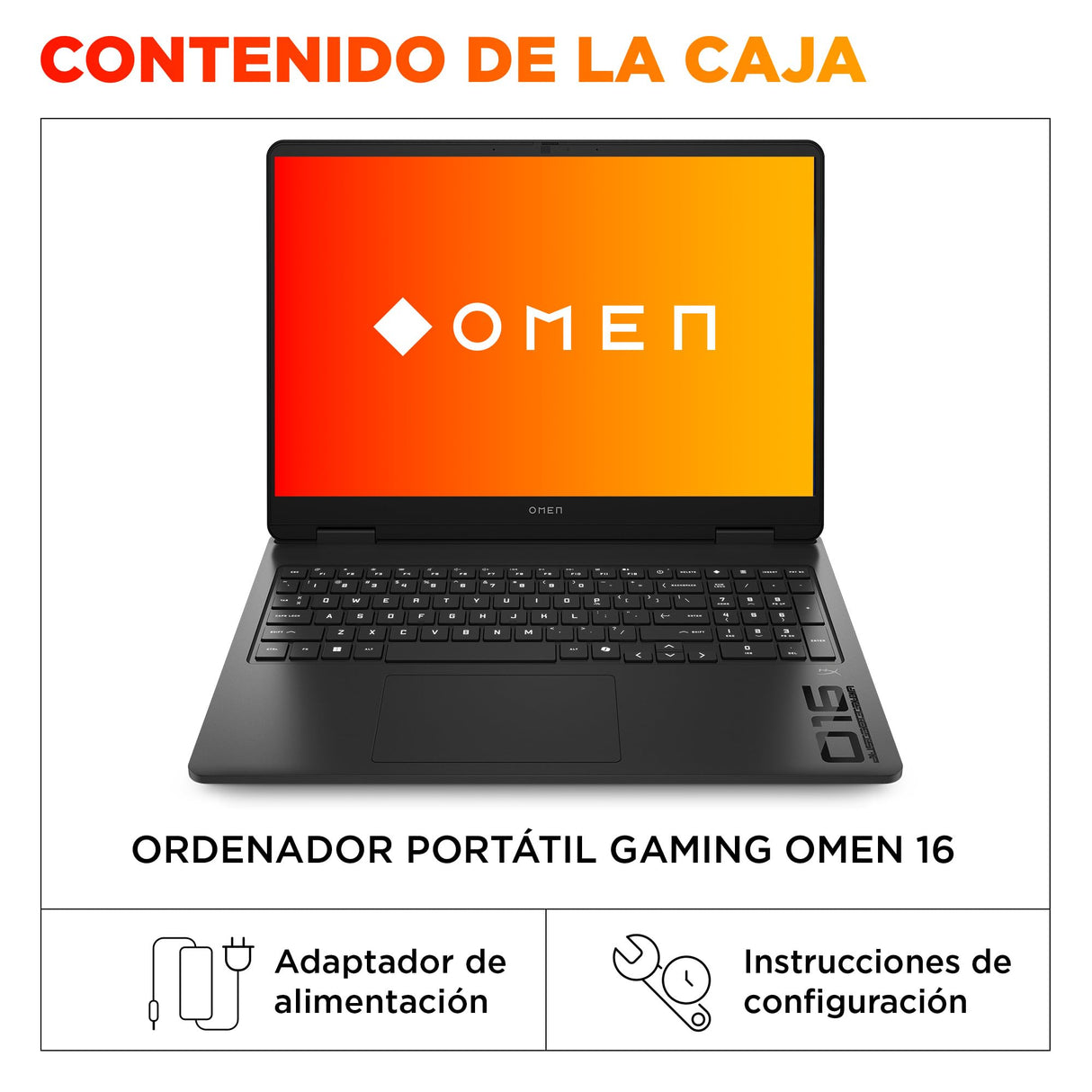 HP OMEN - Ordenador portátil Gaming 16" 2.5K WQXGA (AMD Ryzen 9-8940HX, 32GB RAM, 1TB SSD, NVIDIA RTX 5070, FreeDos) Teclado QWERTY Español - Negro