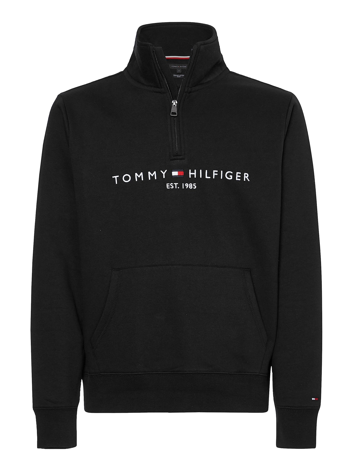Tommy Hilfiger Hombre Sudadera con Cremallera Mockneck con Media Cremallera, Negro (Black), M