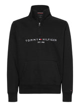 Tommy Hilfiger Hombre Sudadera con Cremallera Mockneck con Media Cremallera, Negro (Black), M