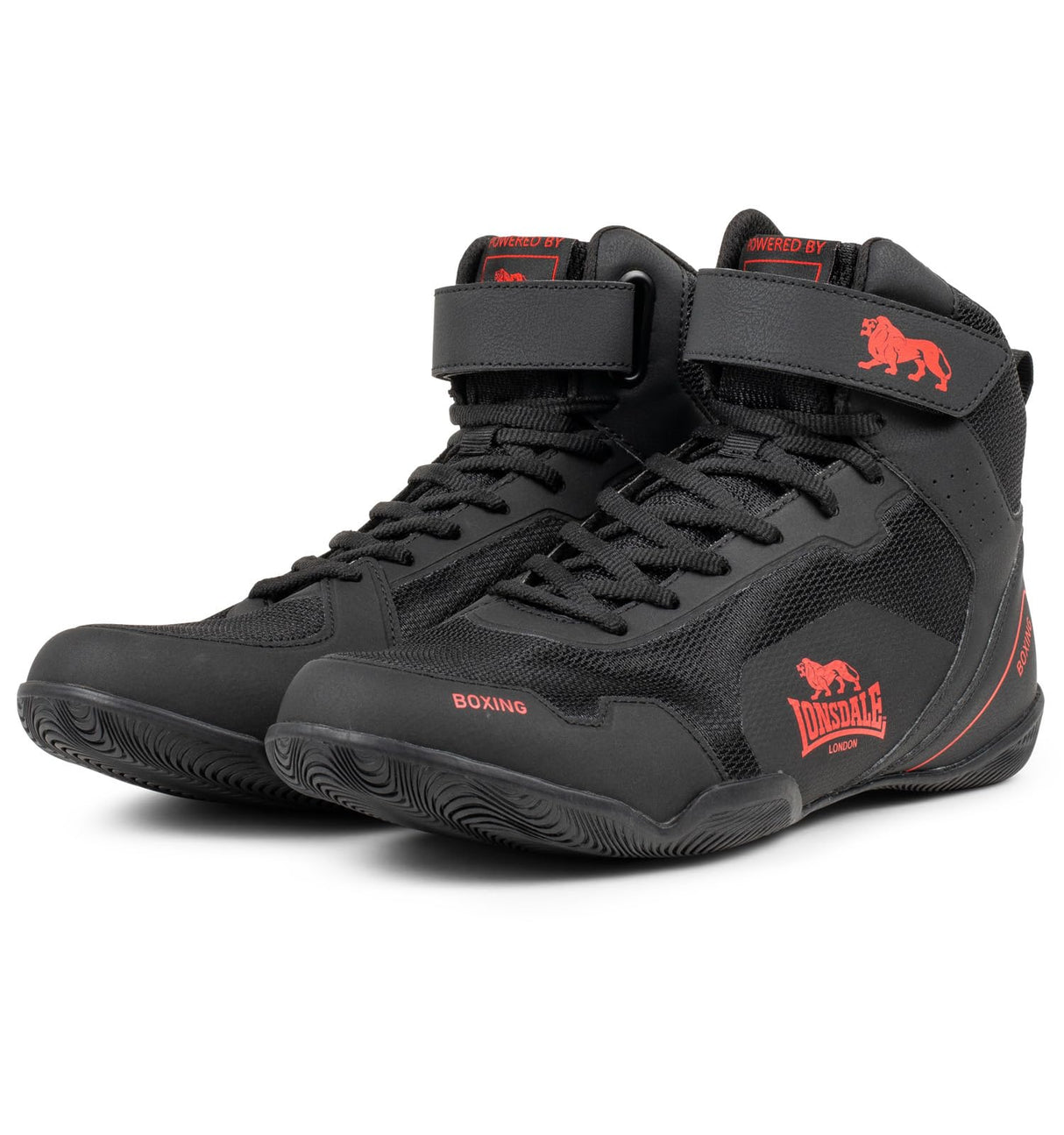 Lonsdale Rufford, Zapatillas de Boxe Unisex Adulto, Negro Rojo, 40 EU
