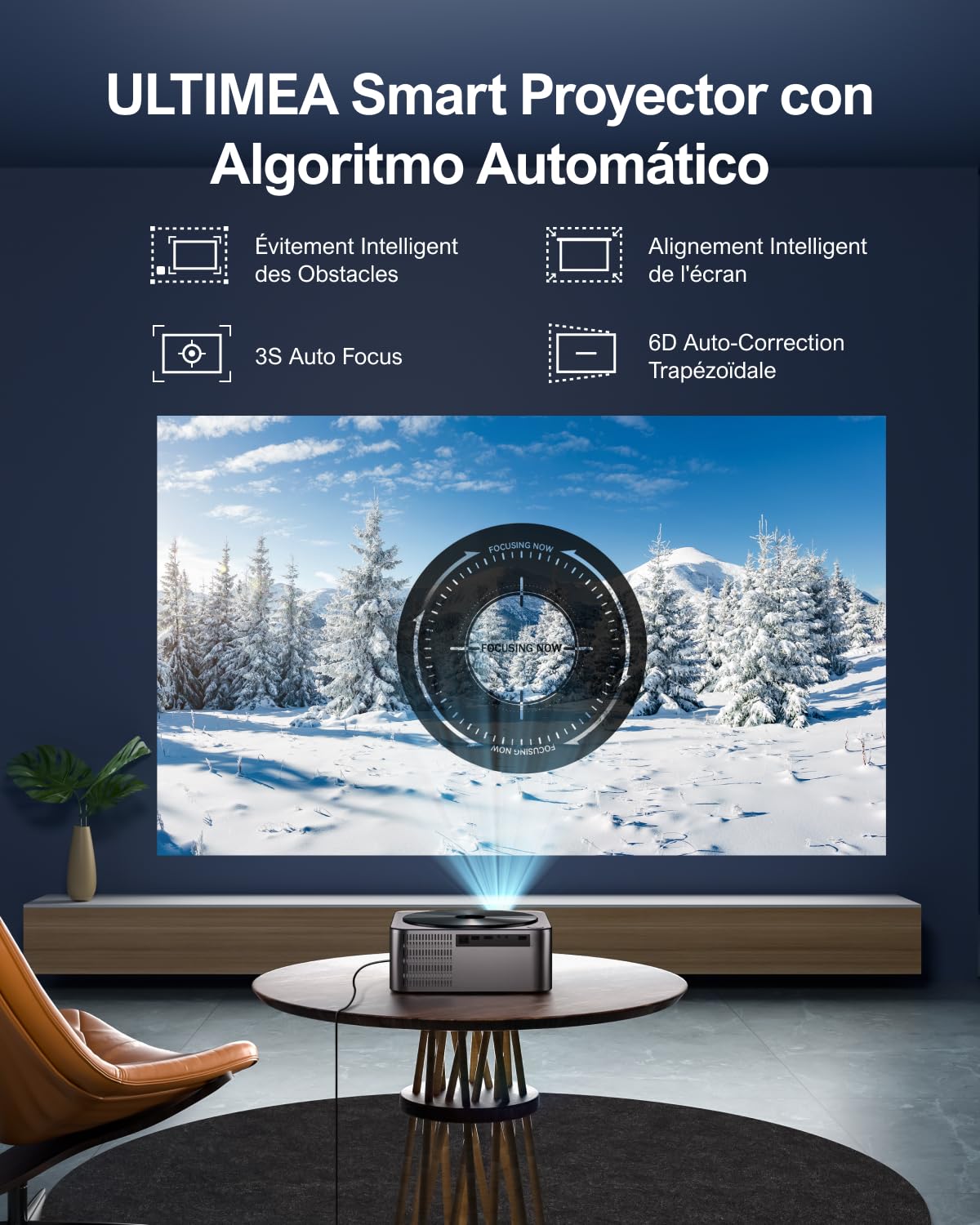 ULTIMEA Proyector Full HD 1080P Nativo con Auto Focus/Keystone, Proyector 4K Supporto Cine en Casa 21000Lux, Proyector 5G WiFi Bluetooth, Proyectores Cinema para iOS Android Phone/TV Stick/Laptop