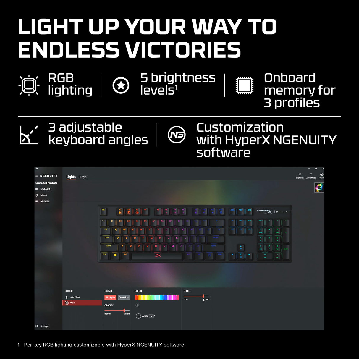 HyperX Alloy Origins – Teclado mecánico para videojuegos, Teclas HyperX Blue Mecánicas, Compacto, Portátil, Carcasa de aluminio duradera, Personalización avanzada, Software HyperX NGENUITY US Layout