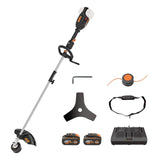 WORX Cortabordes y desbrozadora Nitro 38cm 40V (2x20V) | PowerShare | Motor sin escobillas | WG186E.1-2 baterías 4Ah| Cargador | 2 en 1 | Doble Hilo