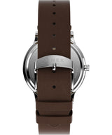 Timex Waterbury - Reloj de 40 mm para hombre, correa de liberación rápida de dos piezas de piel marrón, esfera azul, caja de acero inoxidable TW2W14900