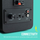 JAM, Altavoces de estantería Bluetooth - Compactos, sistema de altavoces dobles con alimentación de red, función de entrada auxiliar, controlador de 4 pulgadas, amplificadores de alta definición
