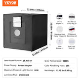 VEVOR Caja de Luz para Estudio Fotográfico 81,5x81,5 cm 5600K Caja de Fotos para Fotografía 210 Luces Led 5 Fondos Adaptador de Corriente Piezas de Esquina de Tela Suave CRI ≥95 para Fotografía