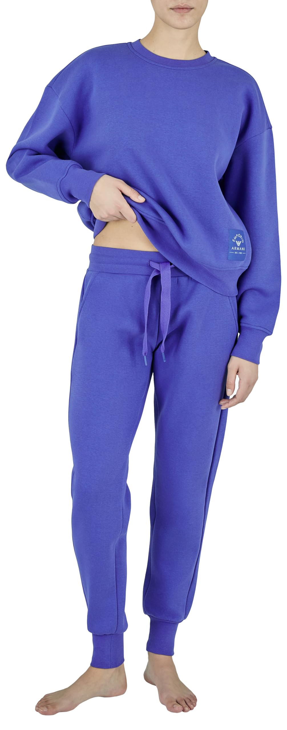 Emporio Armani Iconic Terry Loungewear Tracksuit Sweatshirt, Violet Blue, XL para Mujer