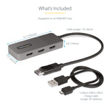 StarTech.com Hub MST de 3 Puertos - Multiplicador Divisor DisplayPort a 3 Puertos HDMI 4K60Hz - Adaptador Gráfico DP 1.4 Multimonitor - Cable de 30cm - Alimentado por USB - Solo Windows (MST14DP123HD)