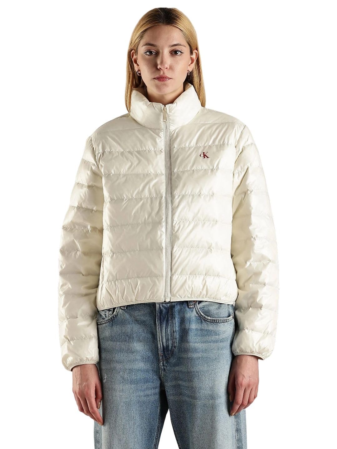 Calvin Klein Cazadora acolchada Mujer Down Shine brillante, Marfil (Ivory), XL