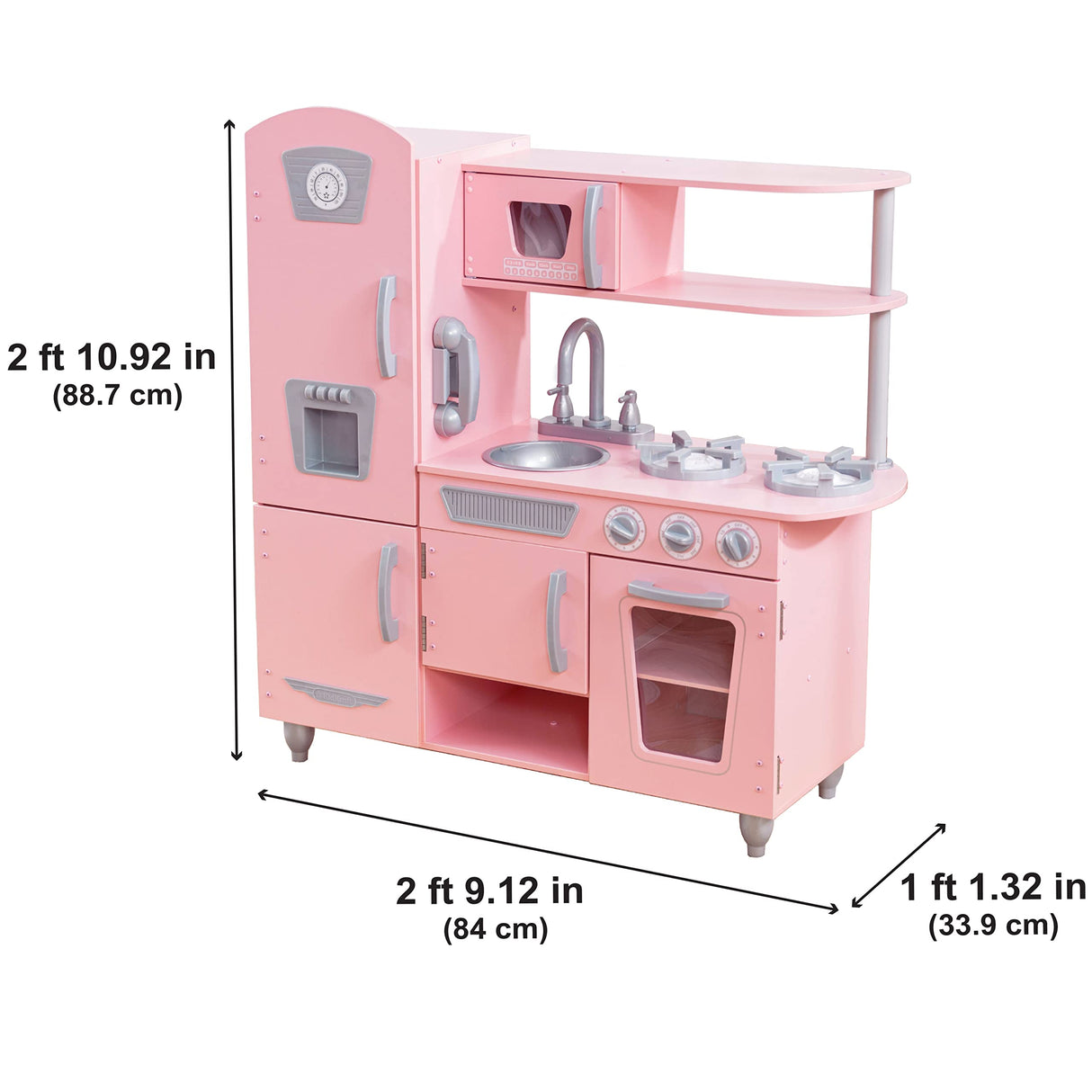 KidKraft Cocina de Juguete Rosa Vintage de Madera para niños con teléfono de Juguete y Nevera Vintage, Cocina Infantil, Juguetes niños 3+ años (53179)