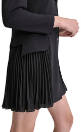 DKNY L/S Pleated Shirts Dress Vestido, Negro, 40 Mujeres