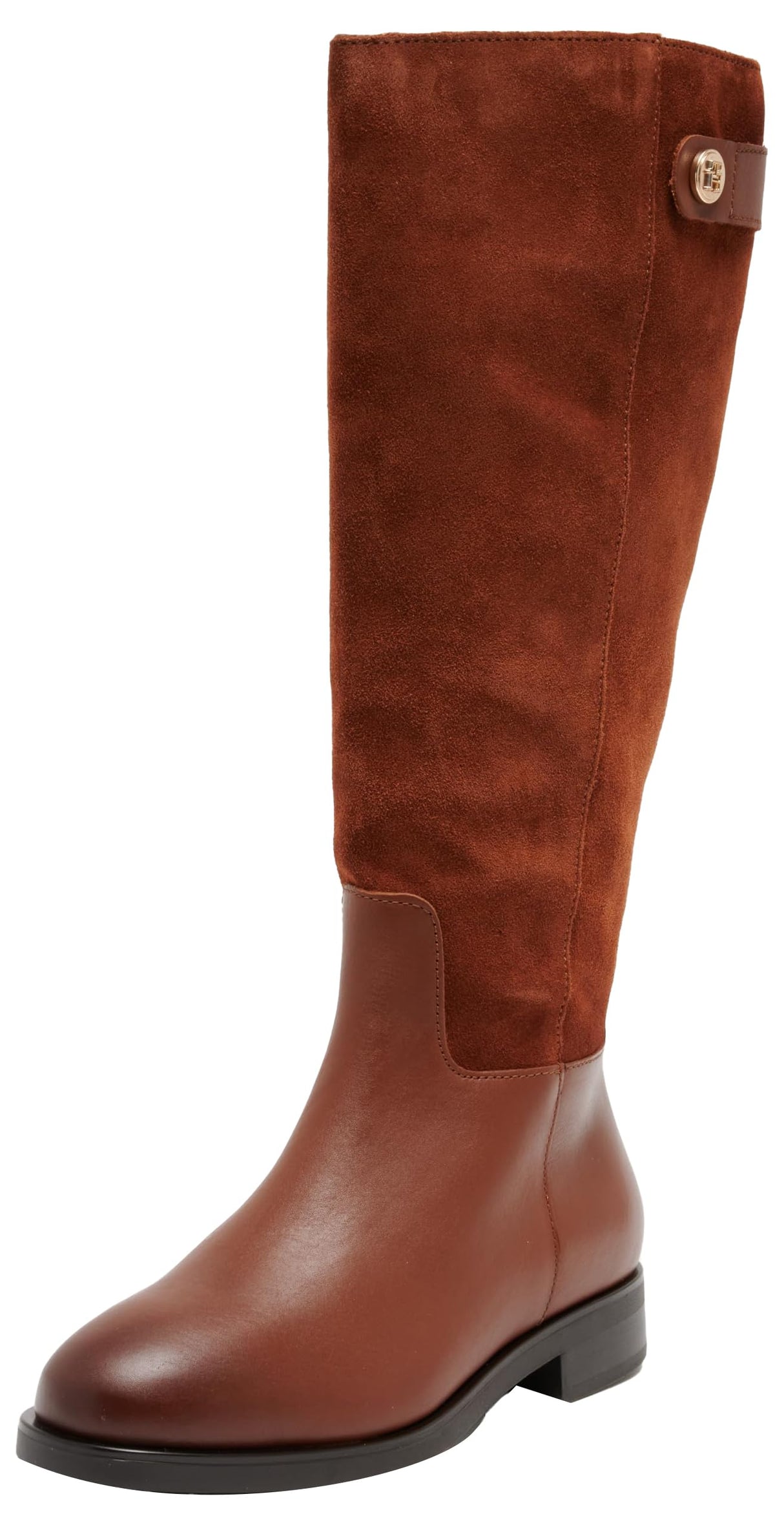 Tommy Hilfiger TH Stud Leather Mix Long Boot (FW0FW08341, Botas Altas Mujer, Marrón (Cognac Brown), 40 EU