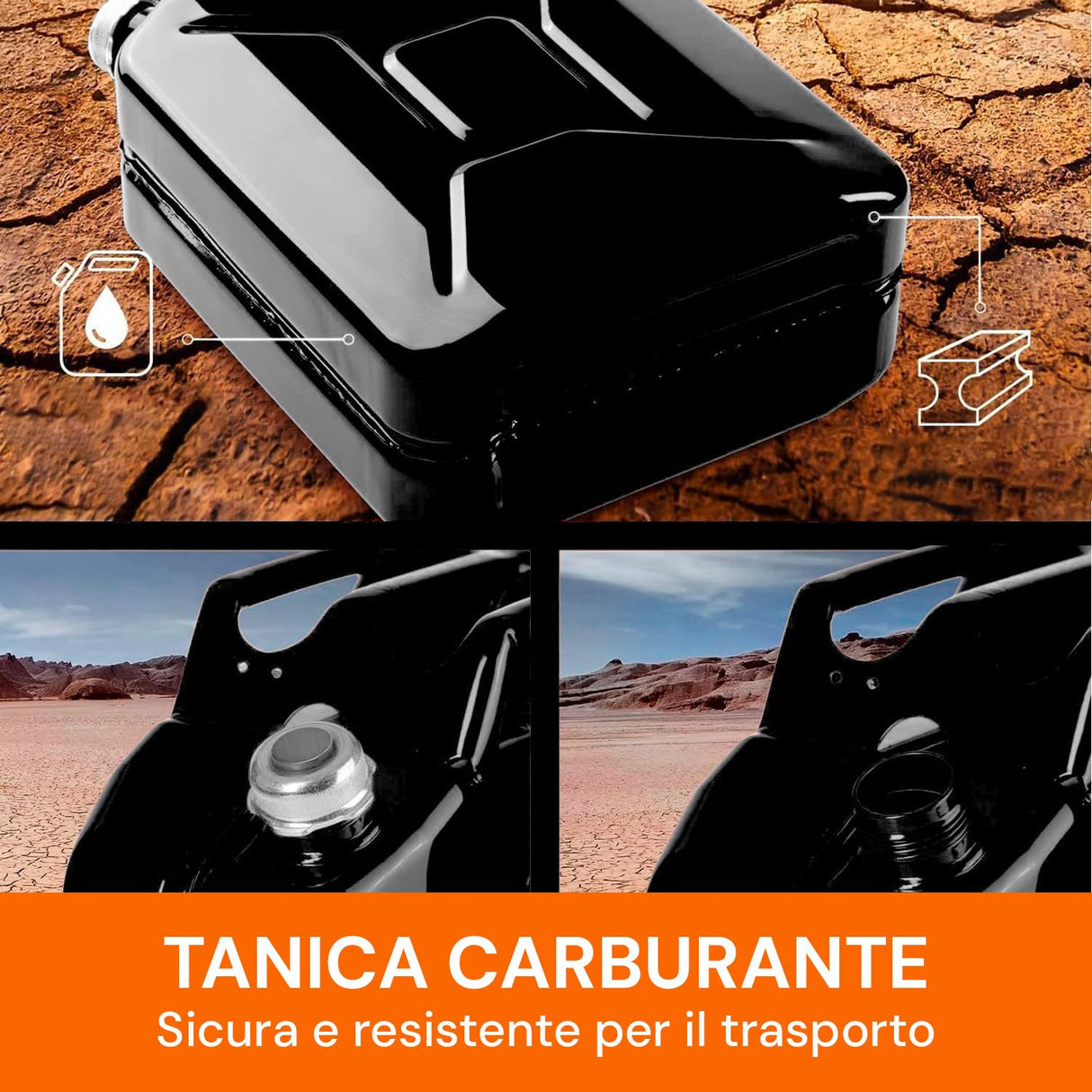 Bidón de combustible de metal barnizado con polvo epoxi, de 5 l, con tapón magnético, grosor 0,9 mm, para diésel, gasolina y queroseno
