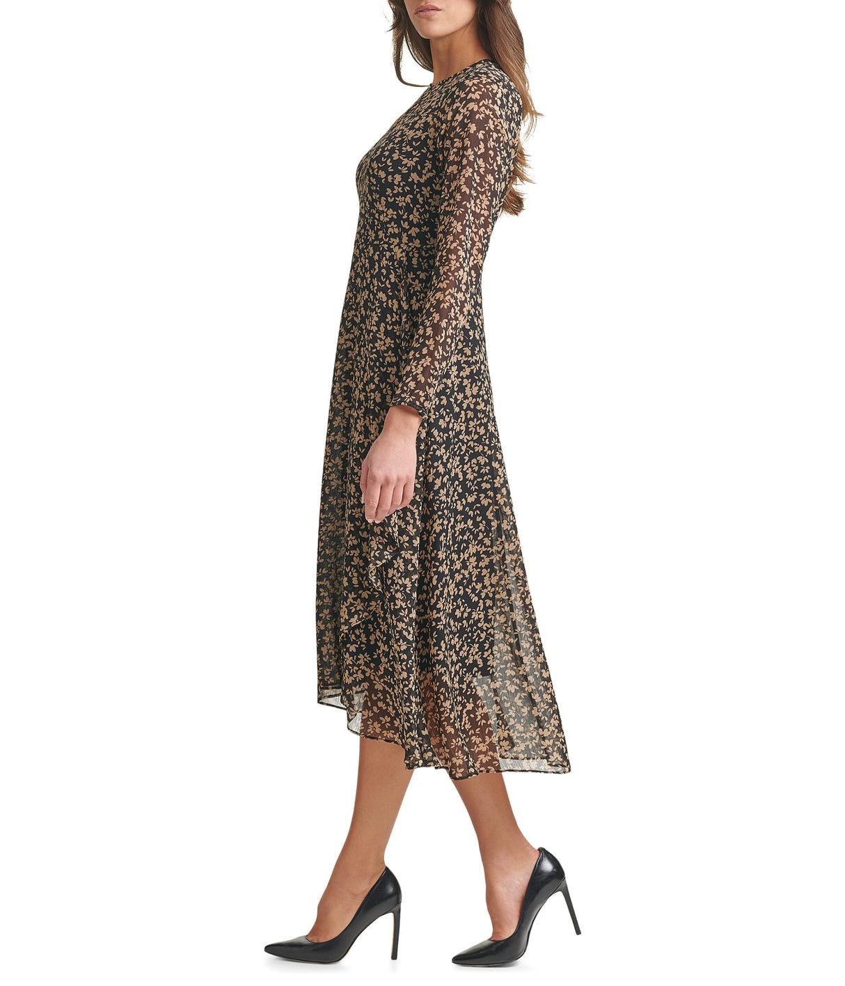 Tommy Hilfiger Vestido Midi de Jersey Sobrepelliz para Mujer, Negro/Tannin, 38