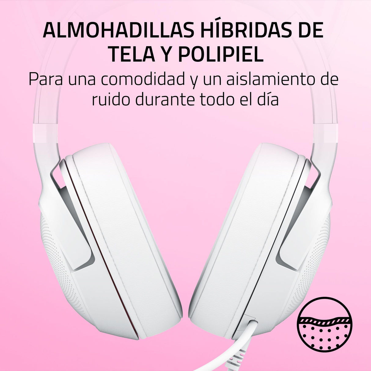Razer Kraken Kitty V2 - Auriculares RGB con Cable y Kitty Ears para Juegos y Streaming (325 g, transductores Triforce de 40 mm, micrófono cardioide HyperClear, Sonido Envolvente) Blanco